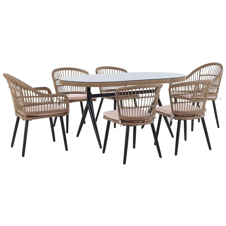 ALIANO - Tuinset 6 personen - Natuurlijk - PE rotan