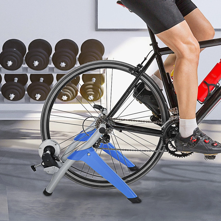 HOMCOM Fahrradtrainer mit Magnetbremse blau, silber