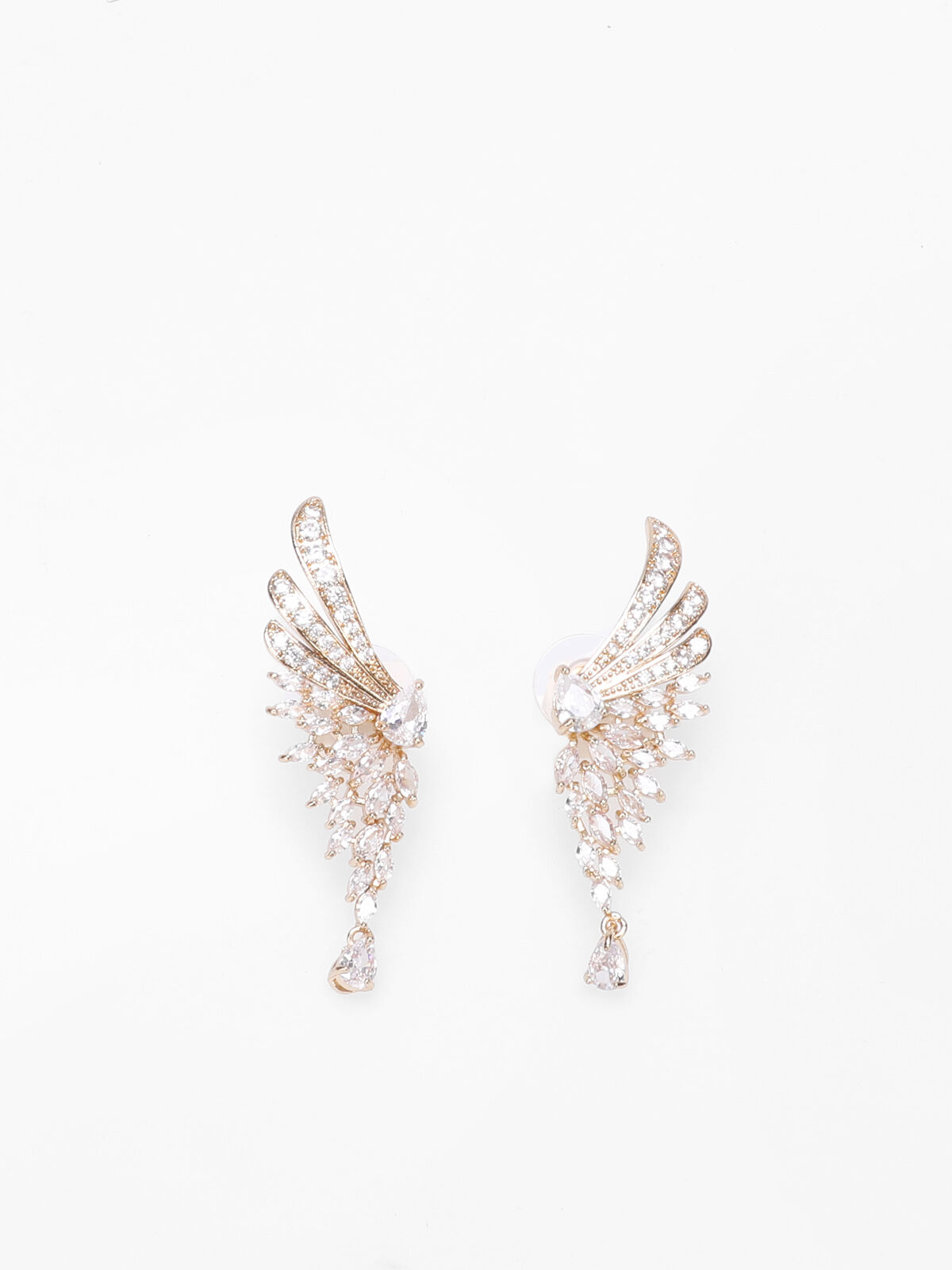 Boucles d'oreilles ailes d'ange à strass- Doré