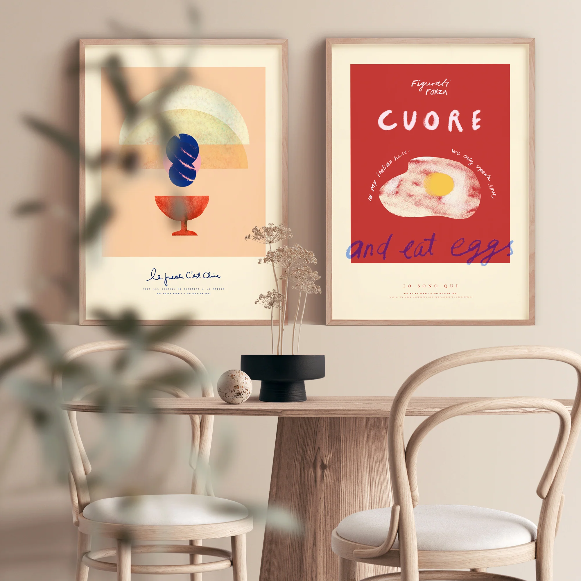 Poster & Frame  Das Rotes Rabbits Cuore plakat - 30x40 cm.