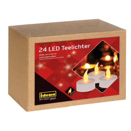 Idena LED Teelichte mit Batterien, 24 Stück