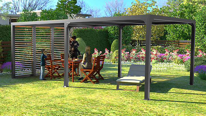 Pergola bioclimatique aluminium XXL 21,52m² gris - Habrita