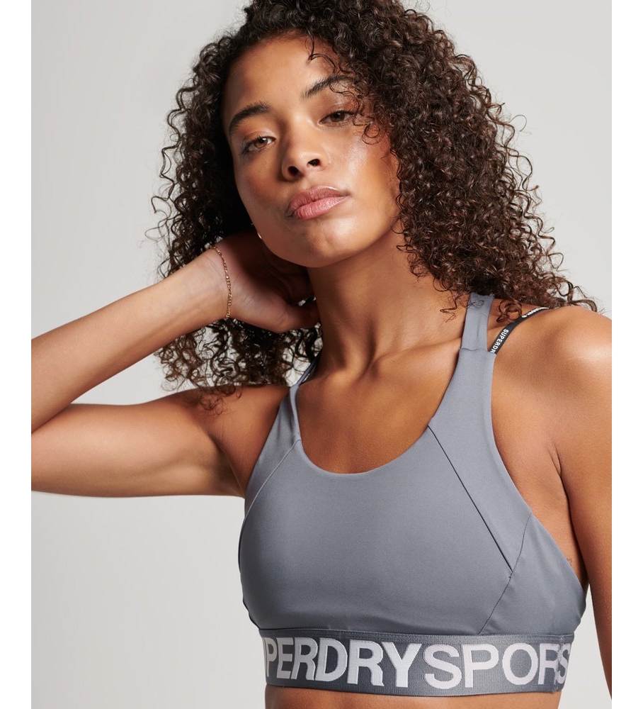 Sutiã Superdry Stretch Logo Train cinza