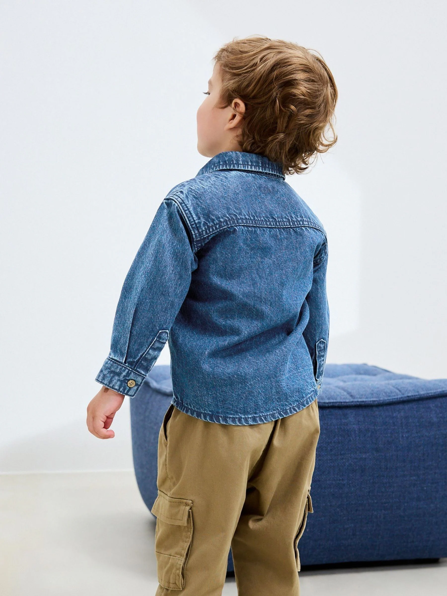 Blauw - Denim overhemd met lange mouwen met Character (3mnd -7jr)