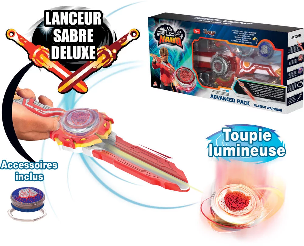 INFINITY NADO VI  -PACK LANCEUR SABRE DELUXE  ET TOUPIE LUMINEUSE