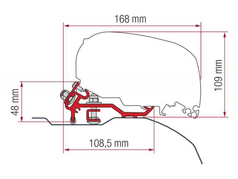 Fiamma F80 adapter Ducato L2/L3 H2 > 2006 Low Profile