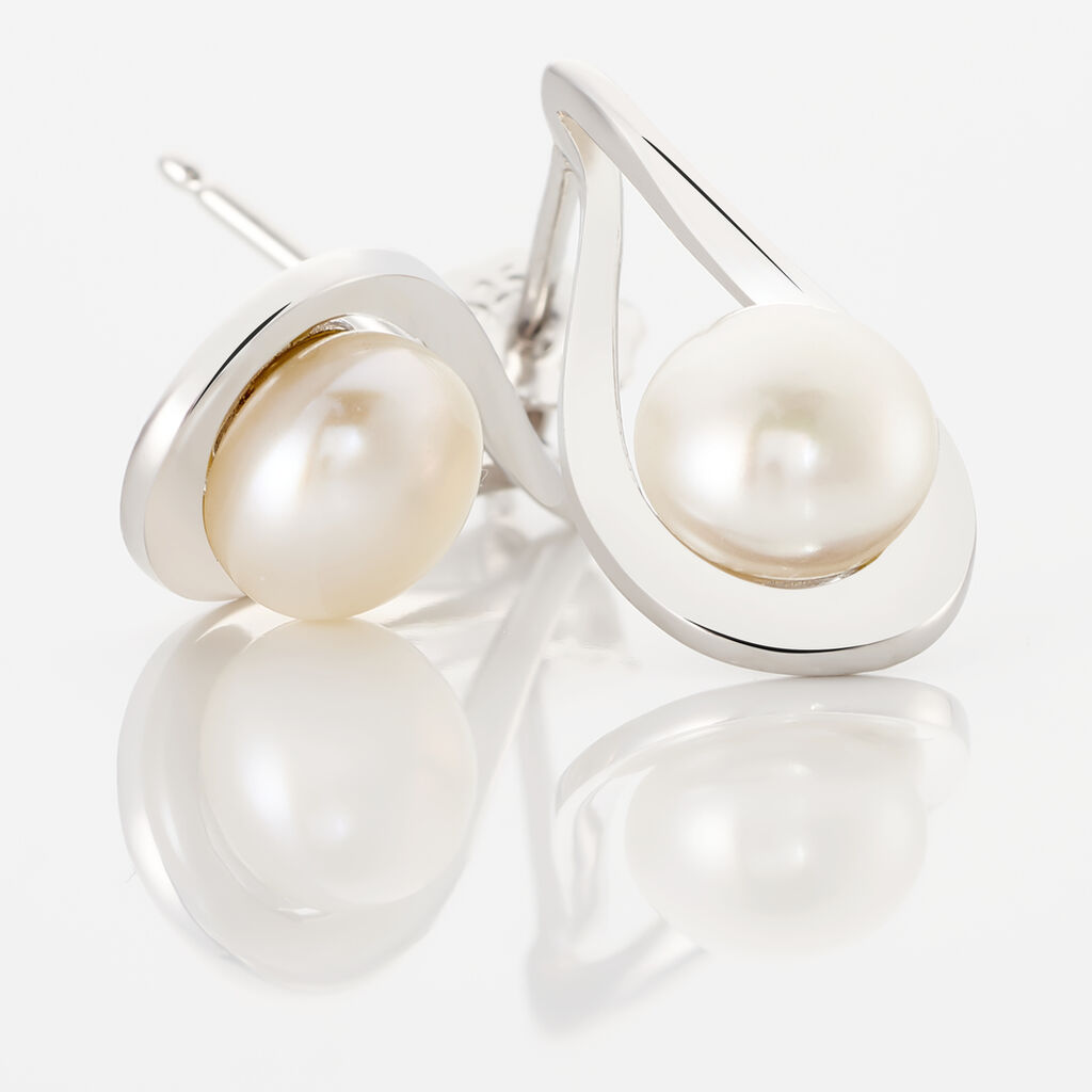 Boucles D'oreilles Pendantes Loren Argent Blanc Perle De Culture