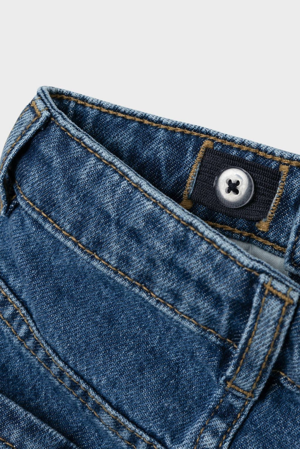NAME IT gebloemde loose fit jeans NMFBELLA dark blue denim