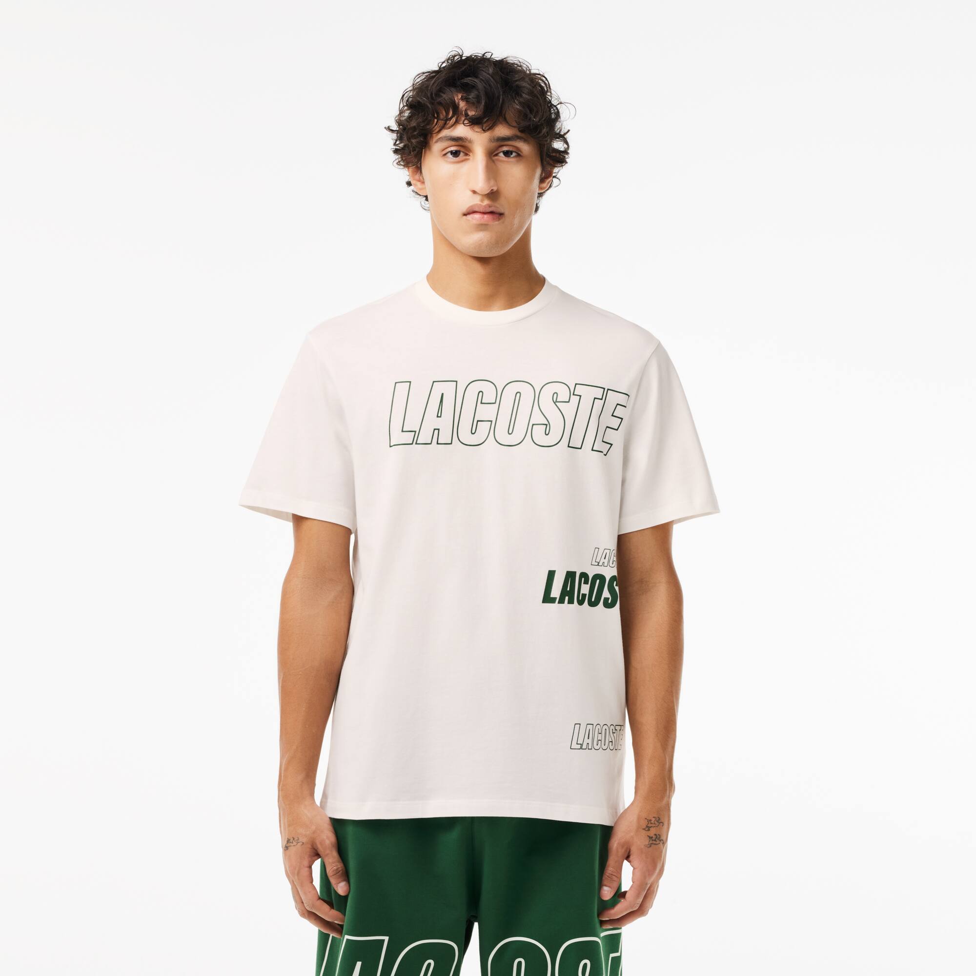 Kontrast Lounge-T-Shirt mit Logo Loungewear - Weiss - Lacoste - Herren