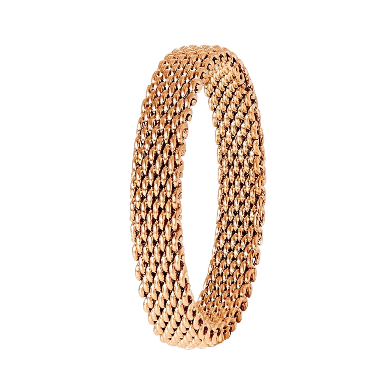 Gerecycled stalen ring mesh roseplated