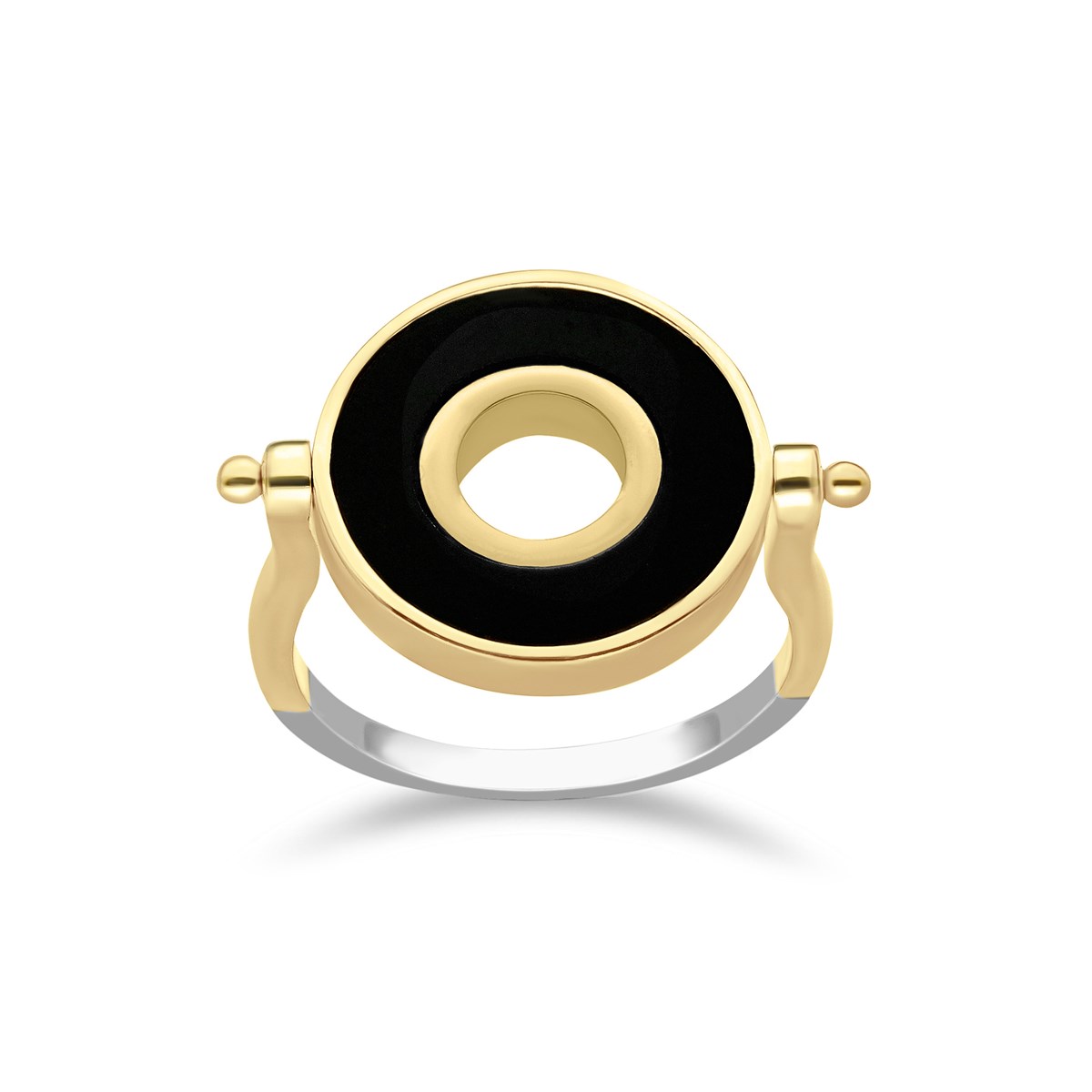 Bague En Argent Doré Anna Onyx Et Zirconium Blanc