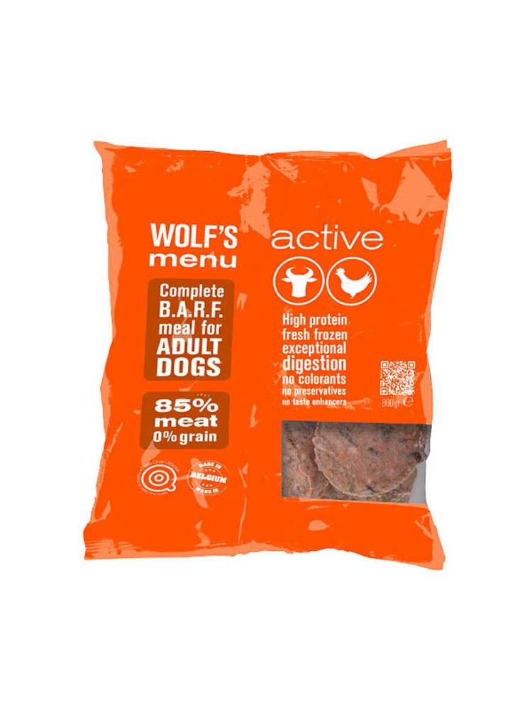 Wolf's Menu Active - Hondenvoer - 800 Gram - kip, rund