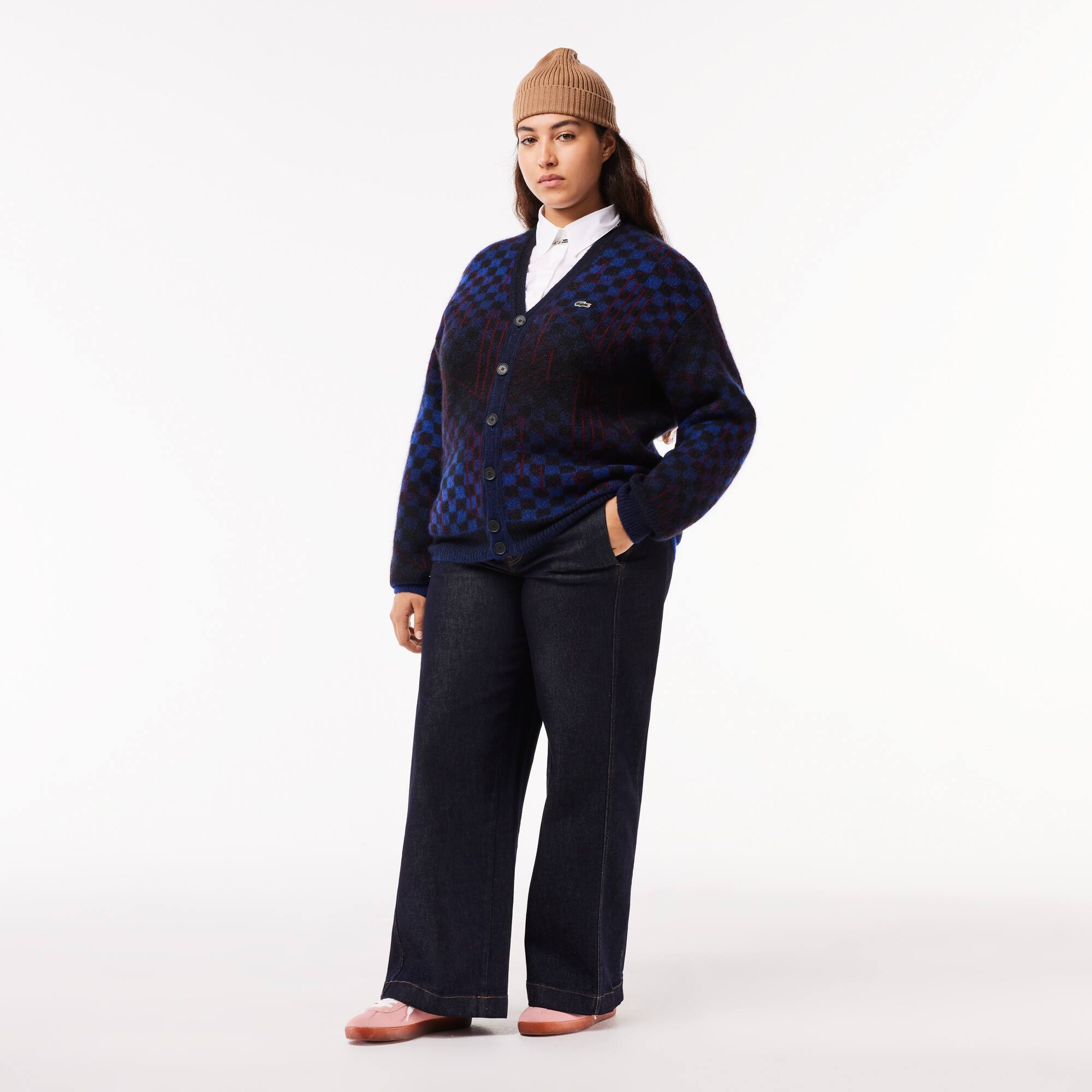 Woll-Cardigan aus Alpaka und Wolle mit Monogramm-Motiv Pullover - Blau - Lacoste - Unisex