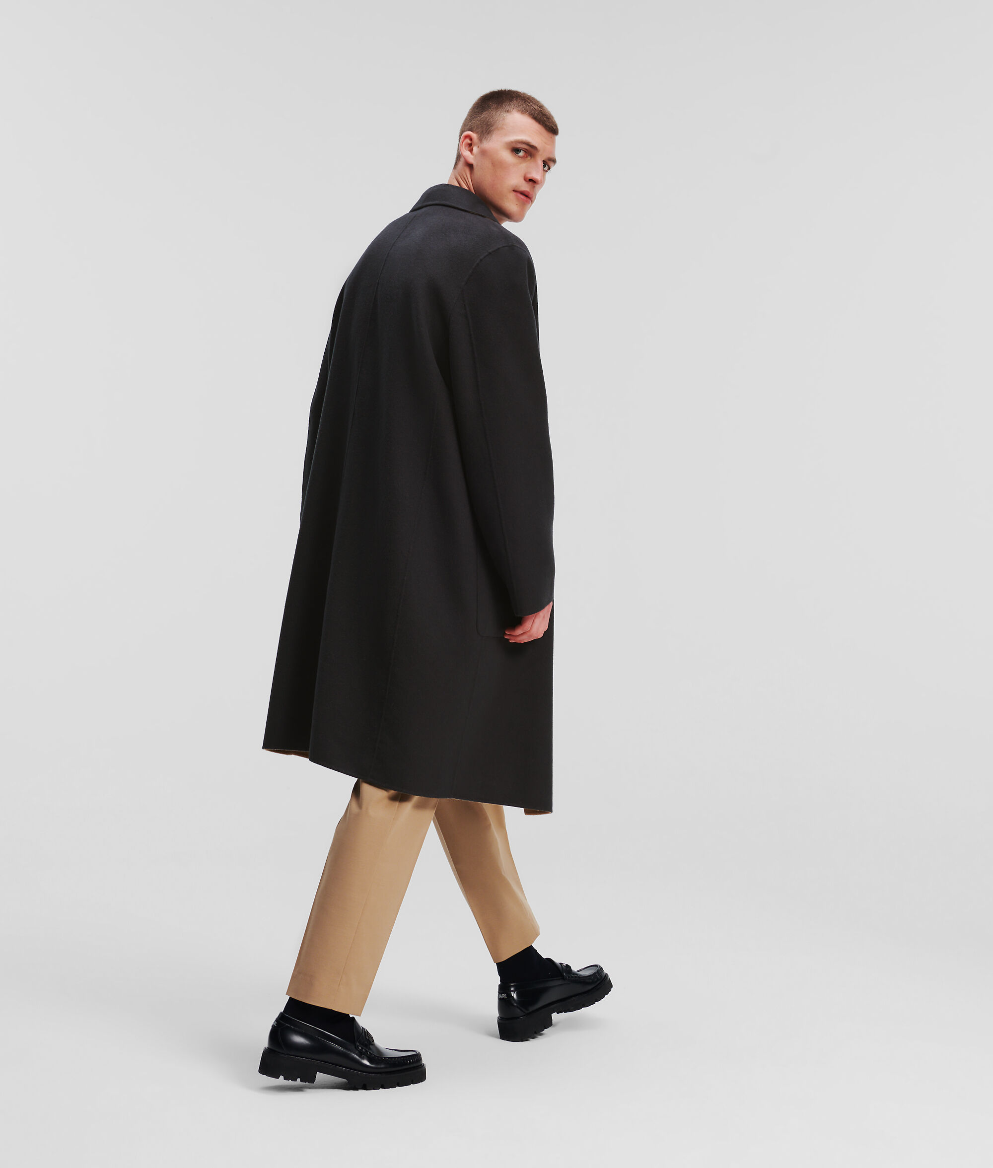MANTEAU EN LAINE MÉLANGÉE RÉVERSIBLE