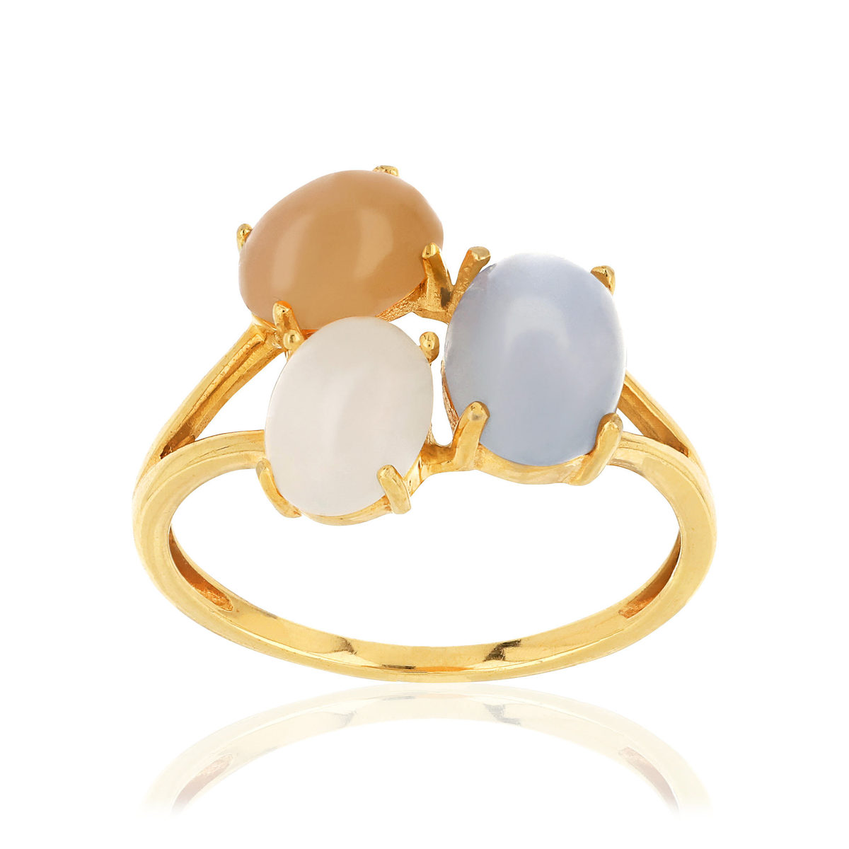 Bague or 375 jaune ajourée pierres de lune