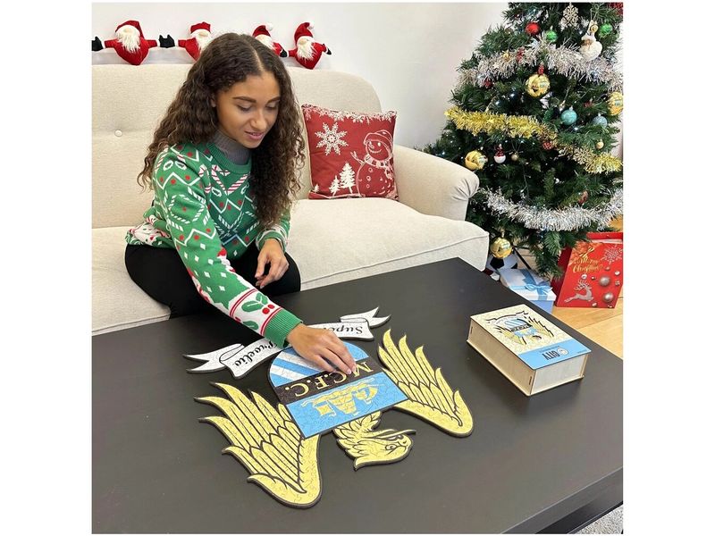Iconic Puzzle Man City FC – Retro Logo Offizielles Holzpuzzle, Grösse M