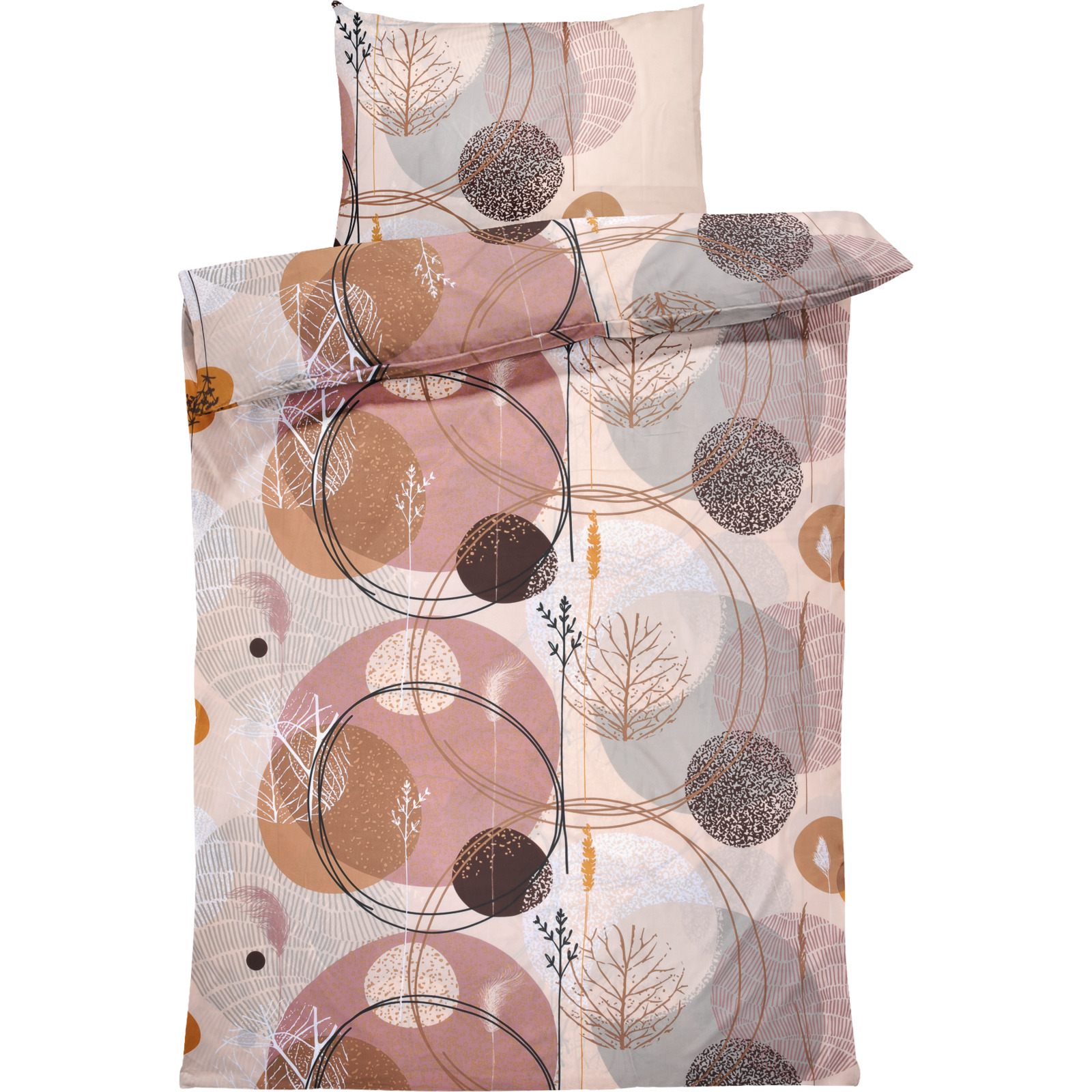 Bettwäsche Microfaser Blätter nude beige 160x210 65x100 Bettanzug Nord