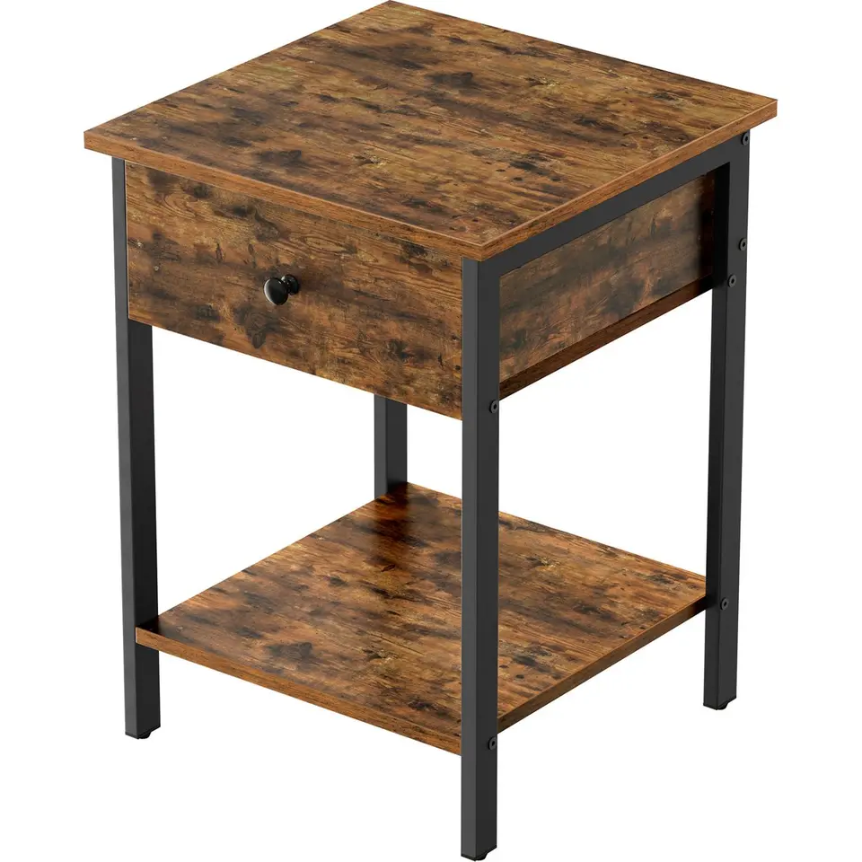 O'DADDY Industrieel Nachtkastje met Lade - 40x40x55 cm - Modern Bruin