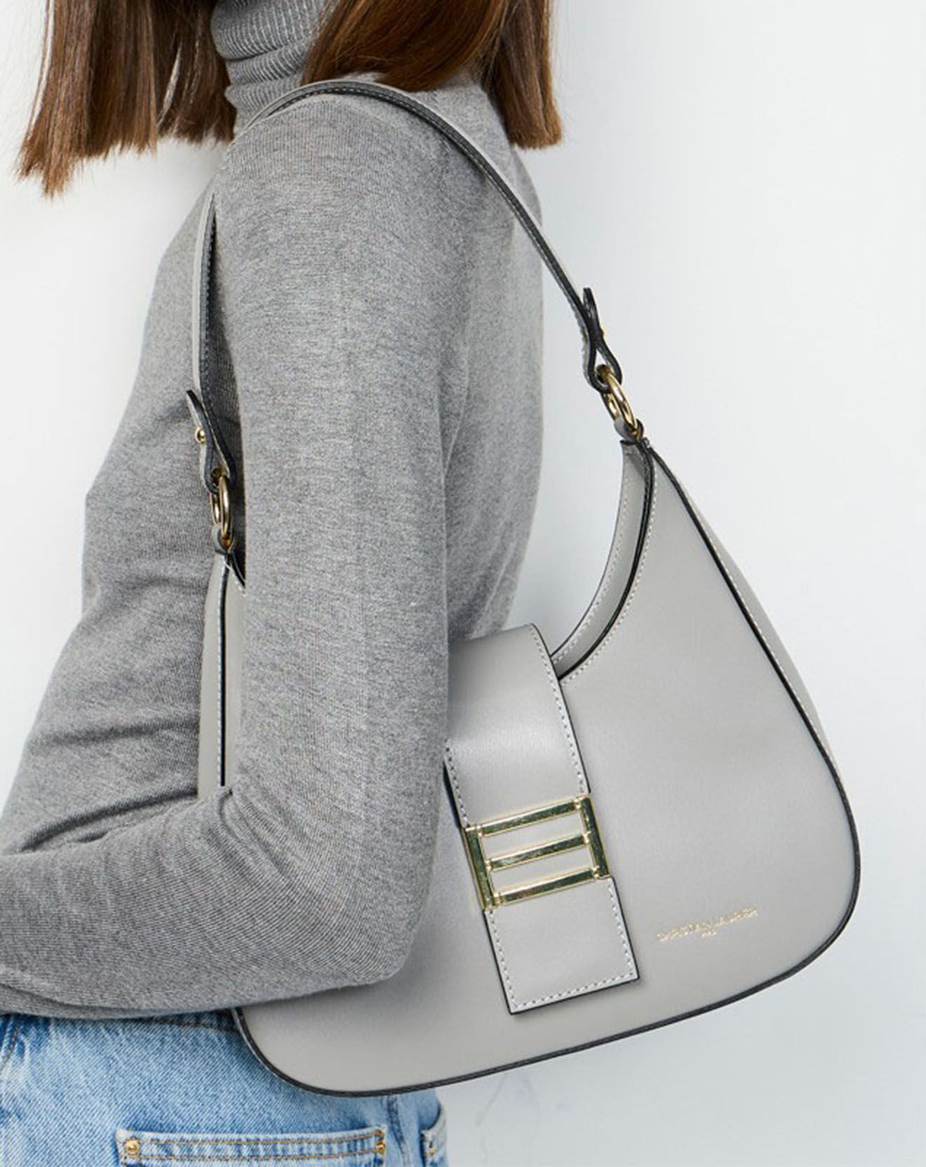 Christian Laurier Sac bandoulière en Cuir Inaya gris - 27x23x7 cm