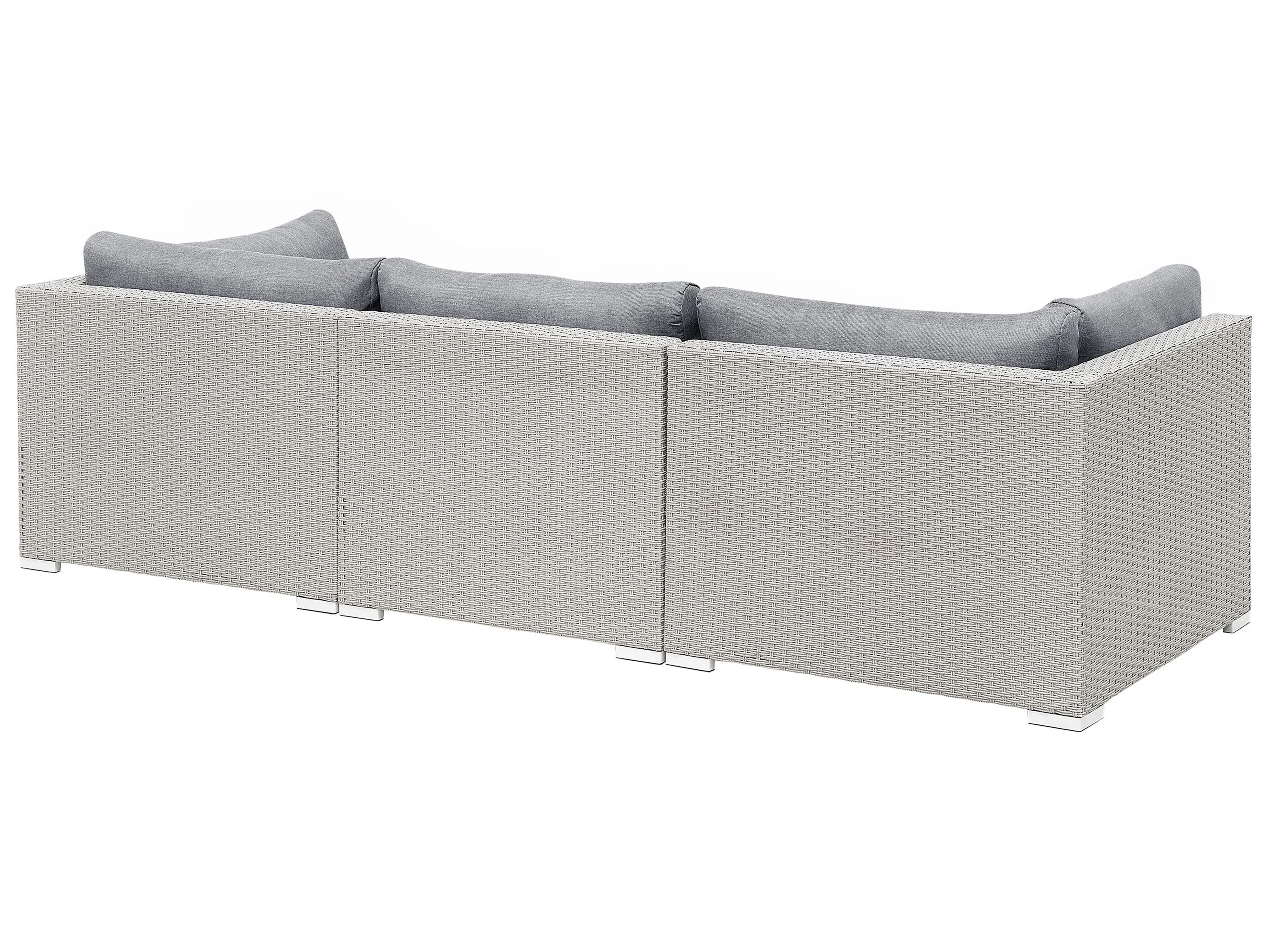 Tuin hoekloungeset met tafel 4-zits SANO II rechtszijdig modulair PE rotan Lichtgrijs