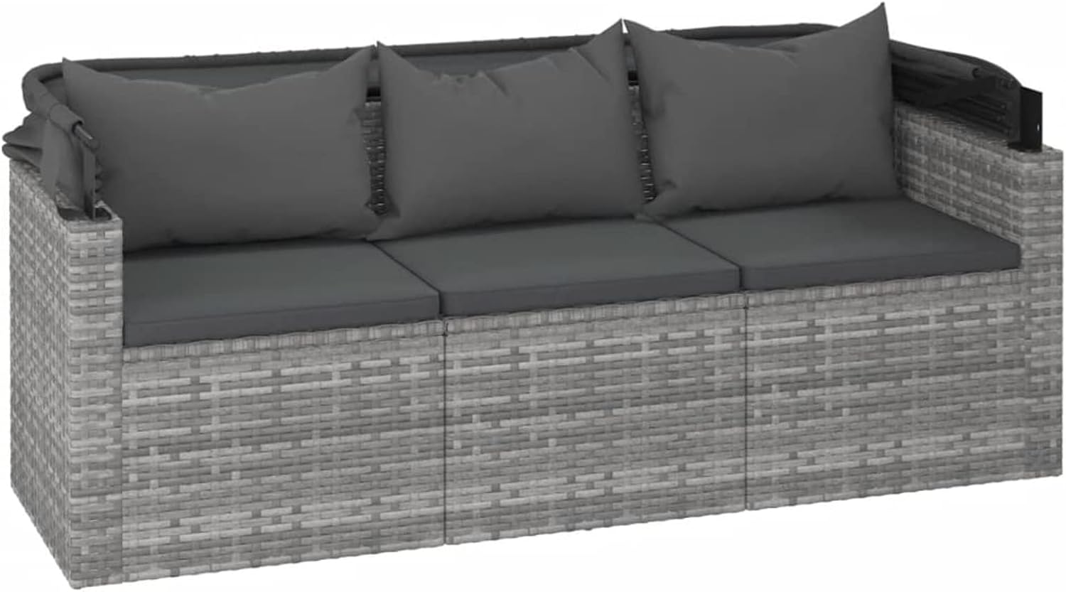 Fasba 4-TLG. Gartensofa mit Sonnendach, Gartensofa 3 Sitzer, Gartenlounge Set Polyrattan, Sonnenliege Gartenliege Mittelsofa Fu?hocker Poly Rattan Grau/ 3186649