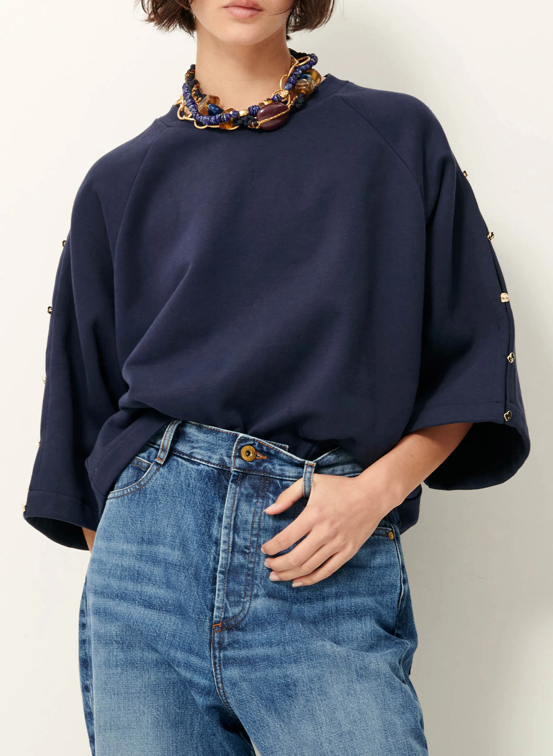 SOUND - Sweat cropped en coton | Bleu