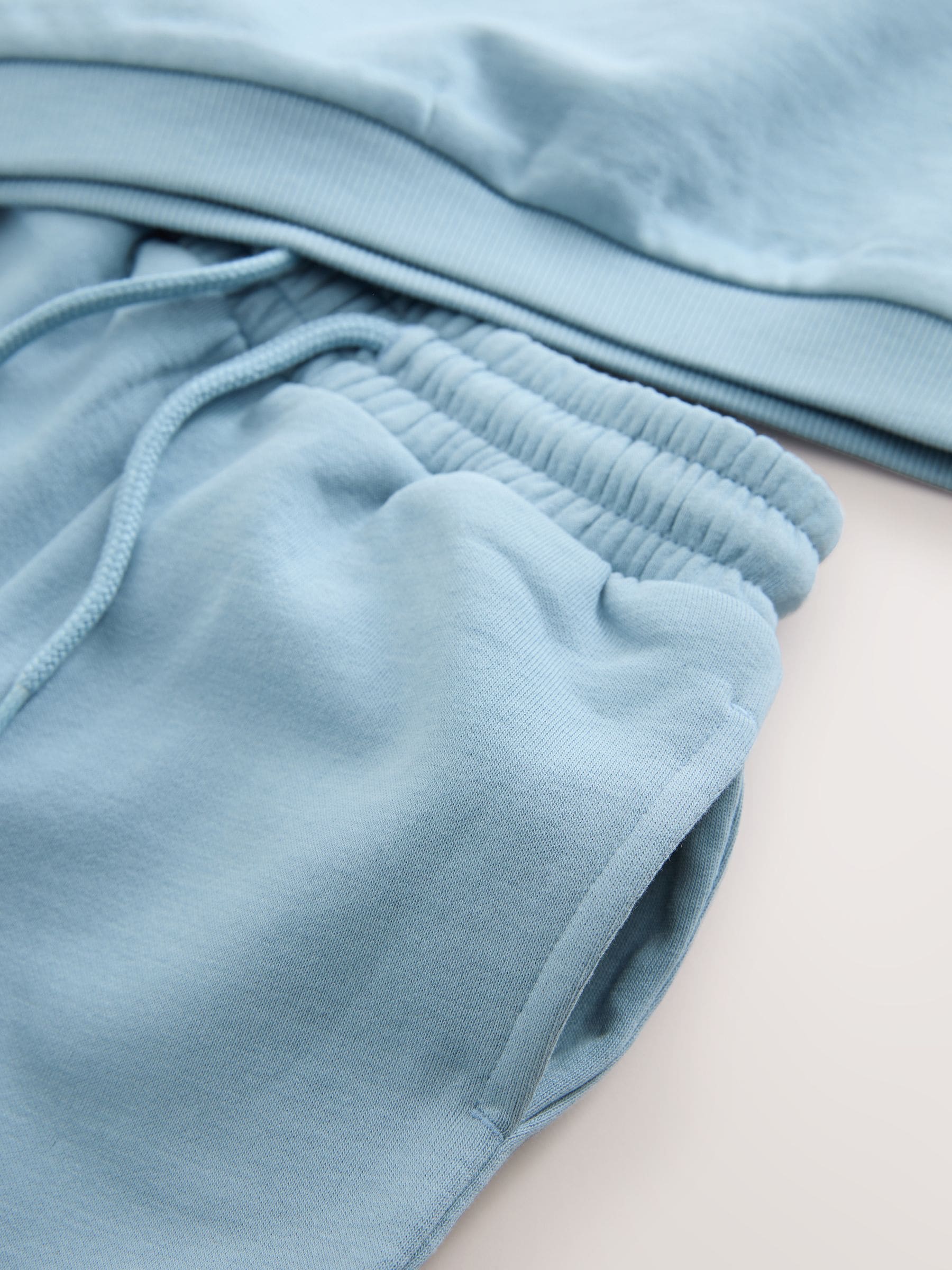 Chocoladebruin en blauw - Bedrukte set van sweater met ronde hals en joggingbroek (3mnd-7jr)