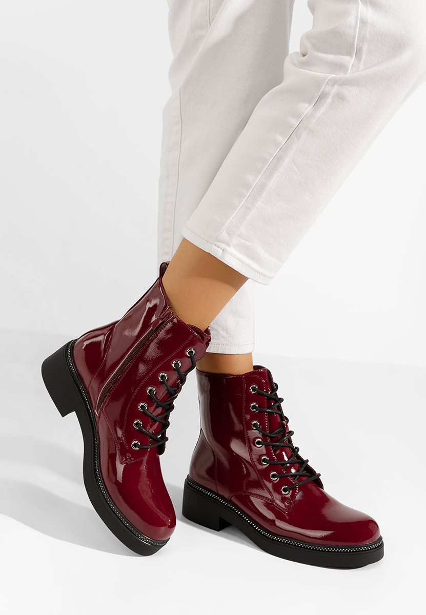 Bottines à lacets rouges Cherise