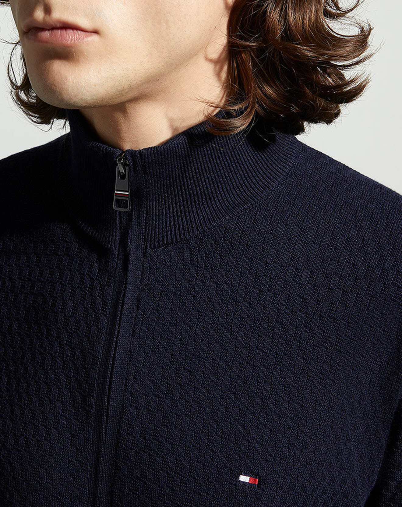 Tommy Hilfiger Gilet zippé Cross Structure bleu marine