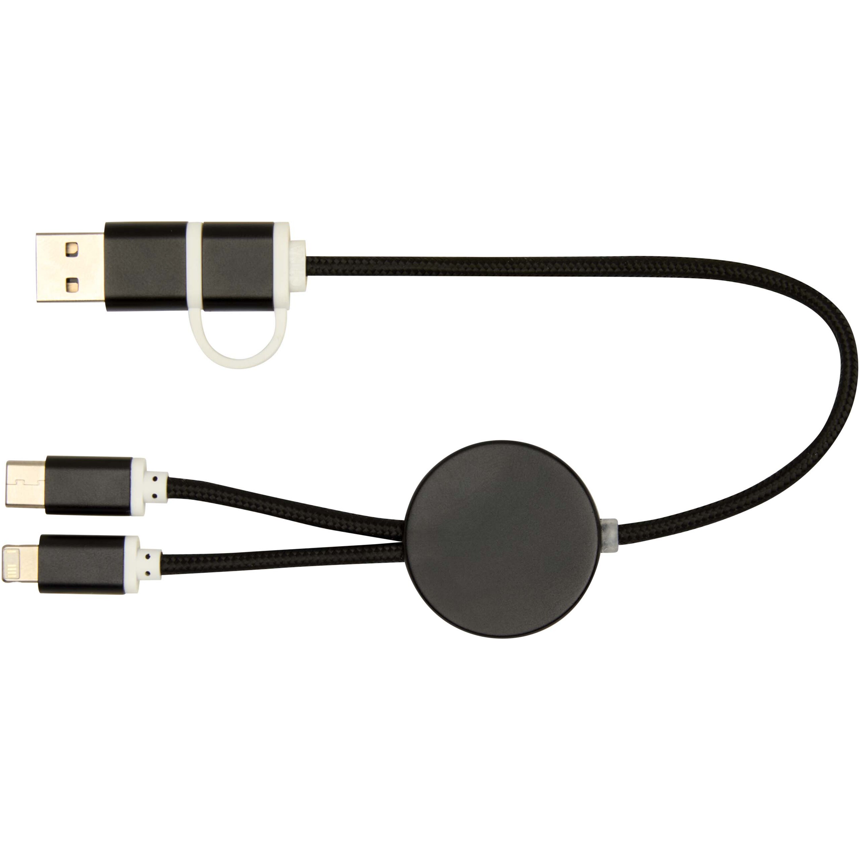 PF Concept 124424 - Câble 5 en 1 Alasia en aluminium et plastique recyclés de 30 cm pour la synchronisation des données et la charge rapide de 27 W