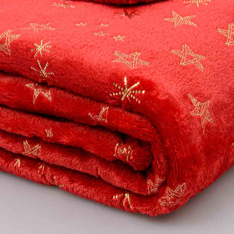 Plaid microfibre 'Flocons' rouge et doré