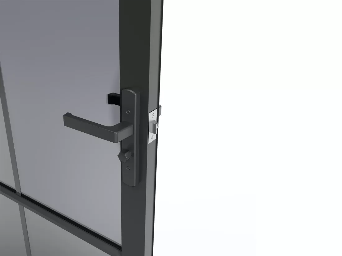 Bloc porte réversible en aluminium et verre trempé fumé - H204 x L83 cm - Noir - SEROTO