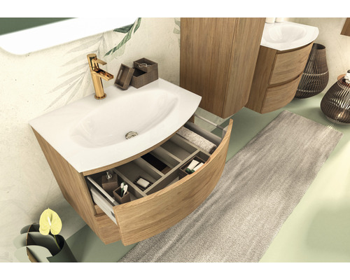 Wastafelmeubel Vague 69 cm Tobacco Oak, gemonteerd