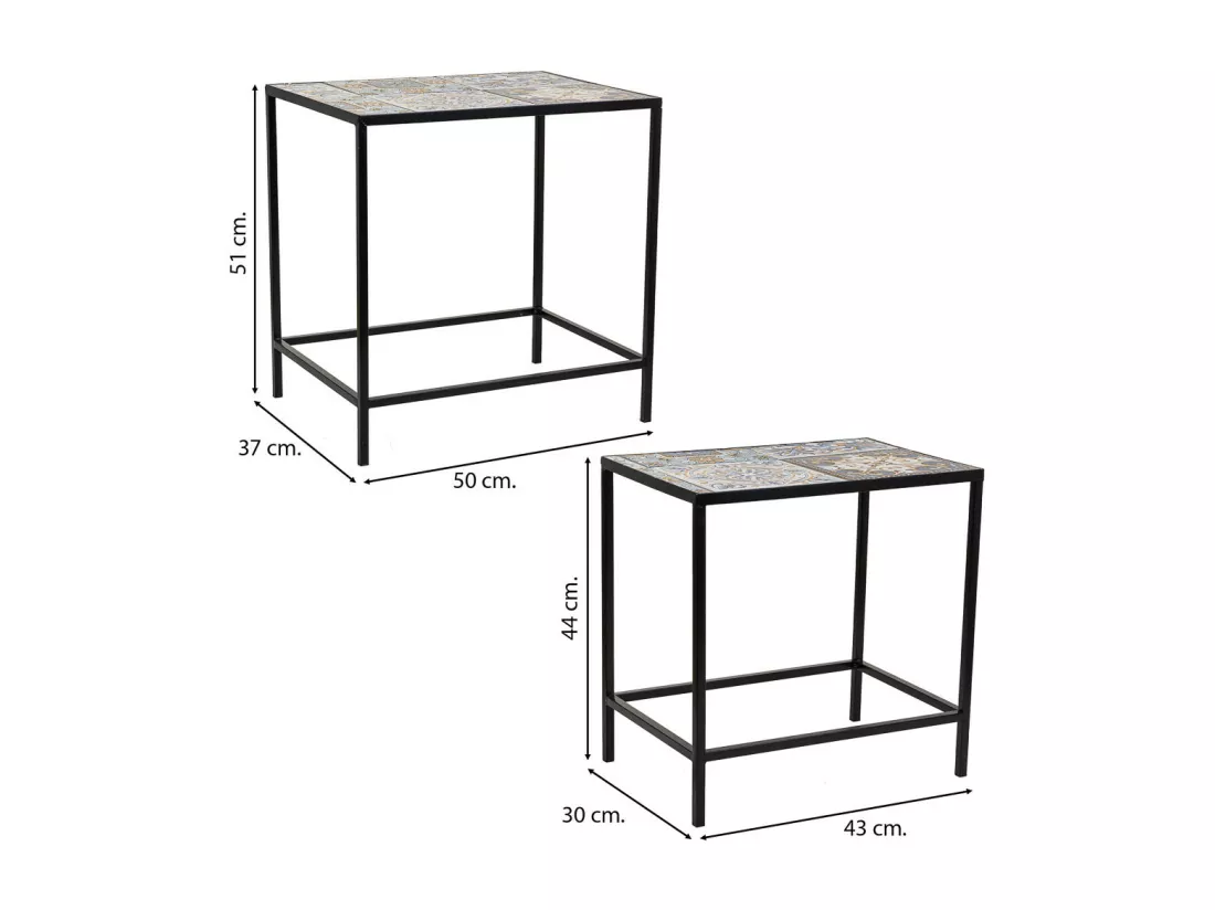 Ensemble de 2 supports en mosaïque et métal noirs