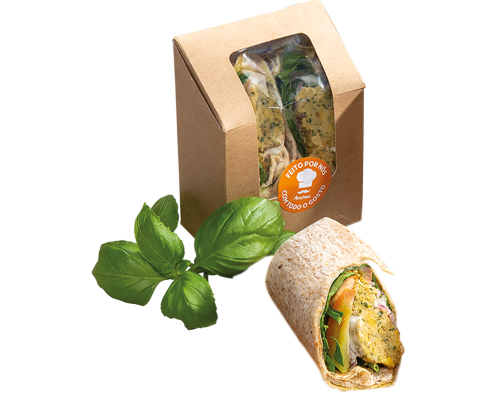 WRAP DE FALAFEL E HUMMUS MANJERICÃO UN PRODUÇÃO PRÓPRIA