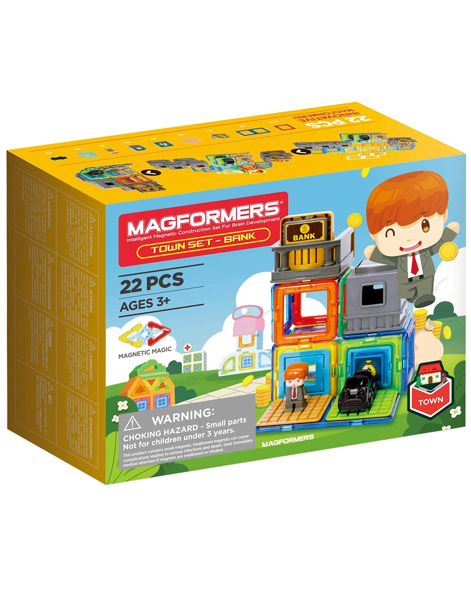 Magnet-Bausatz MAGFORMERS 278-81 TOWN SET – BANK 22-teilig