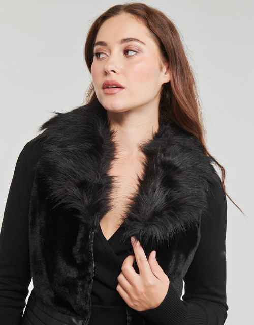 Guess - SS JODIE FAUX FUR VEST - Noir