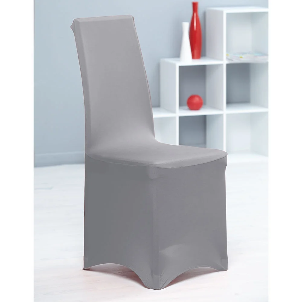 Housse de chaise gris clair uni
