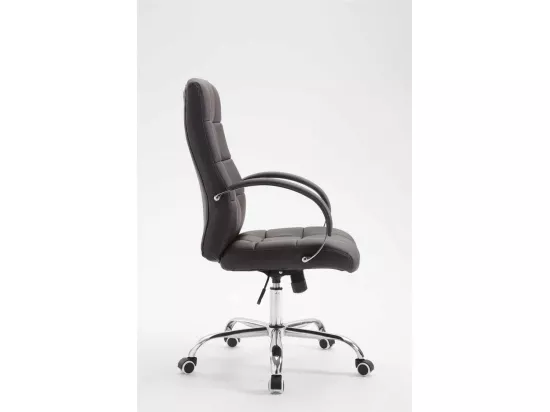 Chaise de bureau - Similicuir & Métal chromé - Marron - Mikos