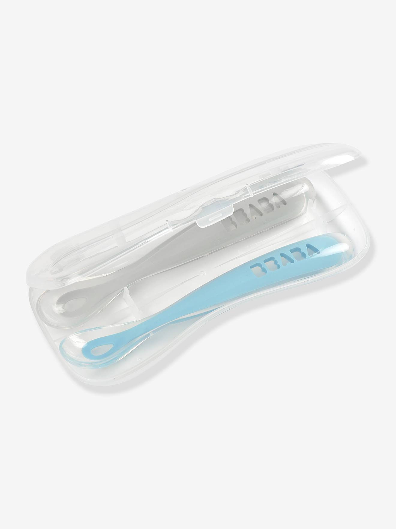 Conjunto de 2 colheres ergonômicas de aprendizagem + estojo de transporte rosa médio BEABA