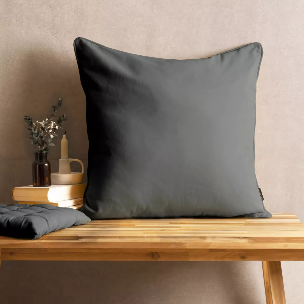 Coussin carré coton (60 x 60 cm) Pixel Gris anthracite