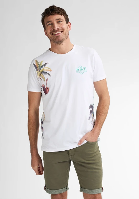 Petrol T-shirt met opdruk M-1050-TSR673