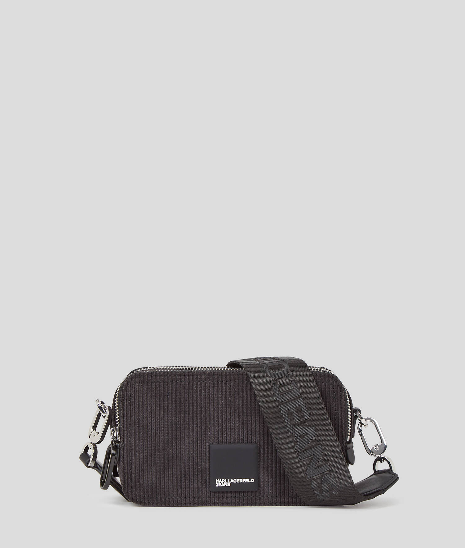 SAC CAMÉRA EN VELOURS CÔTELÉ AVEC LOGO KLJ ENCADRÉ
