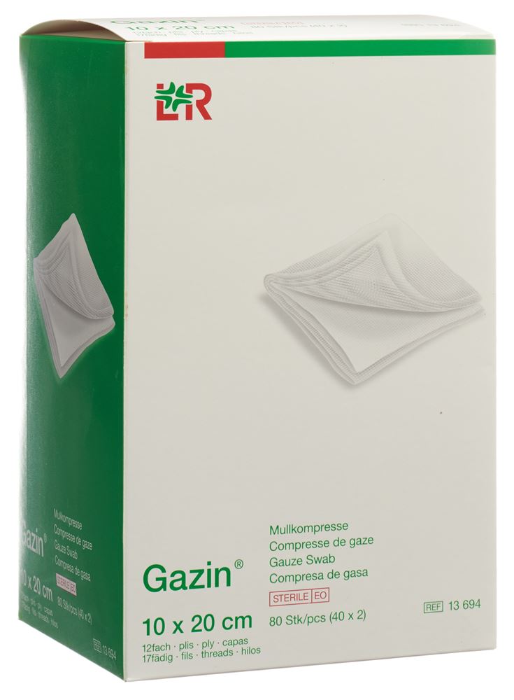 GAZIN Mullkompressen Set 20x10cm 12fach 2 Stk