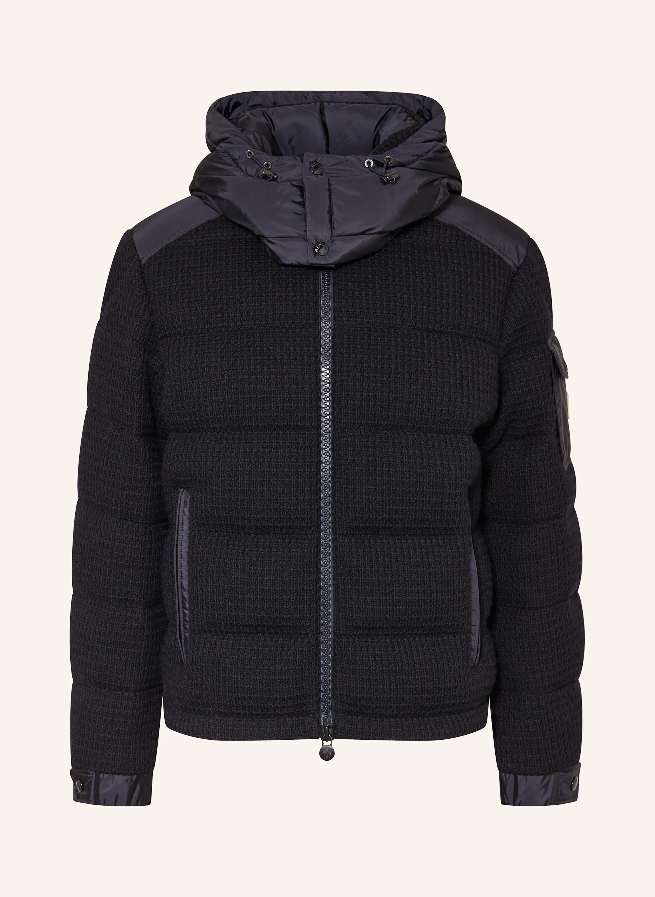 MONCLER Daunenjacke im Materialmix mit abnehmbarer Kapuze