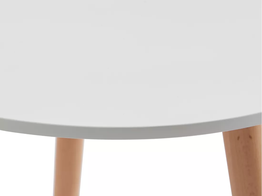 Table à manger 2 personnes en MDF et hêtre - Blanc - ROLENA