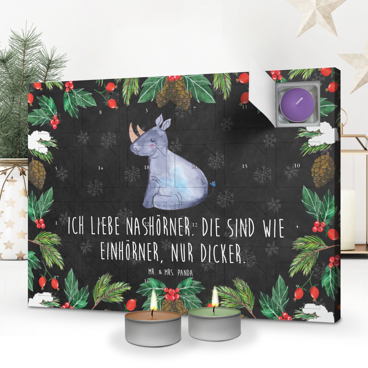 Mr. & Mrs. Panda Geurkaars Adventskalender Eenhoorn Neushoorn - Zwart