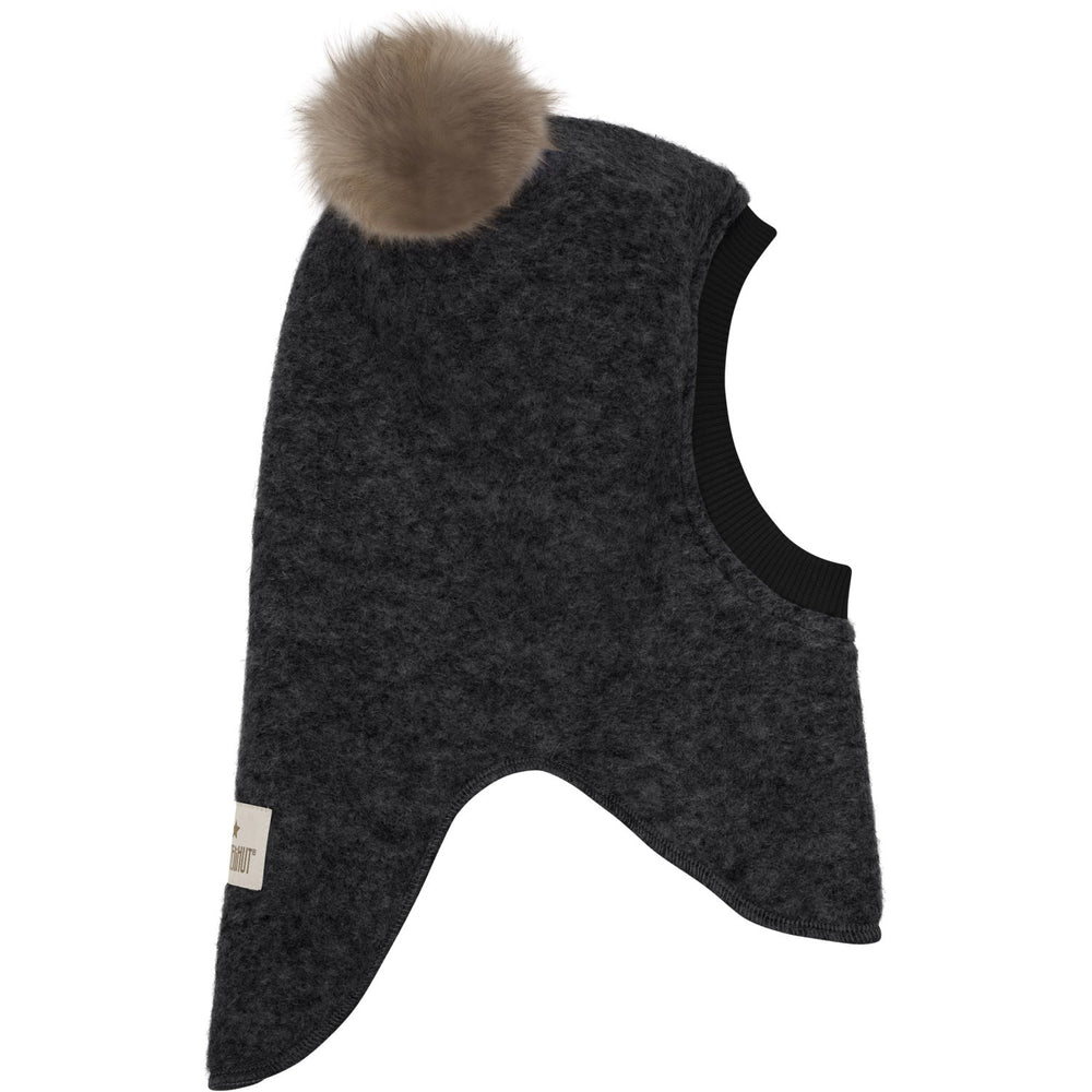 Køb Huttelihut Dark Grey Melange Elefanthue Uld Alpaca Pompoms