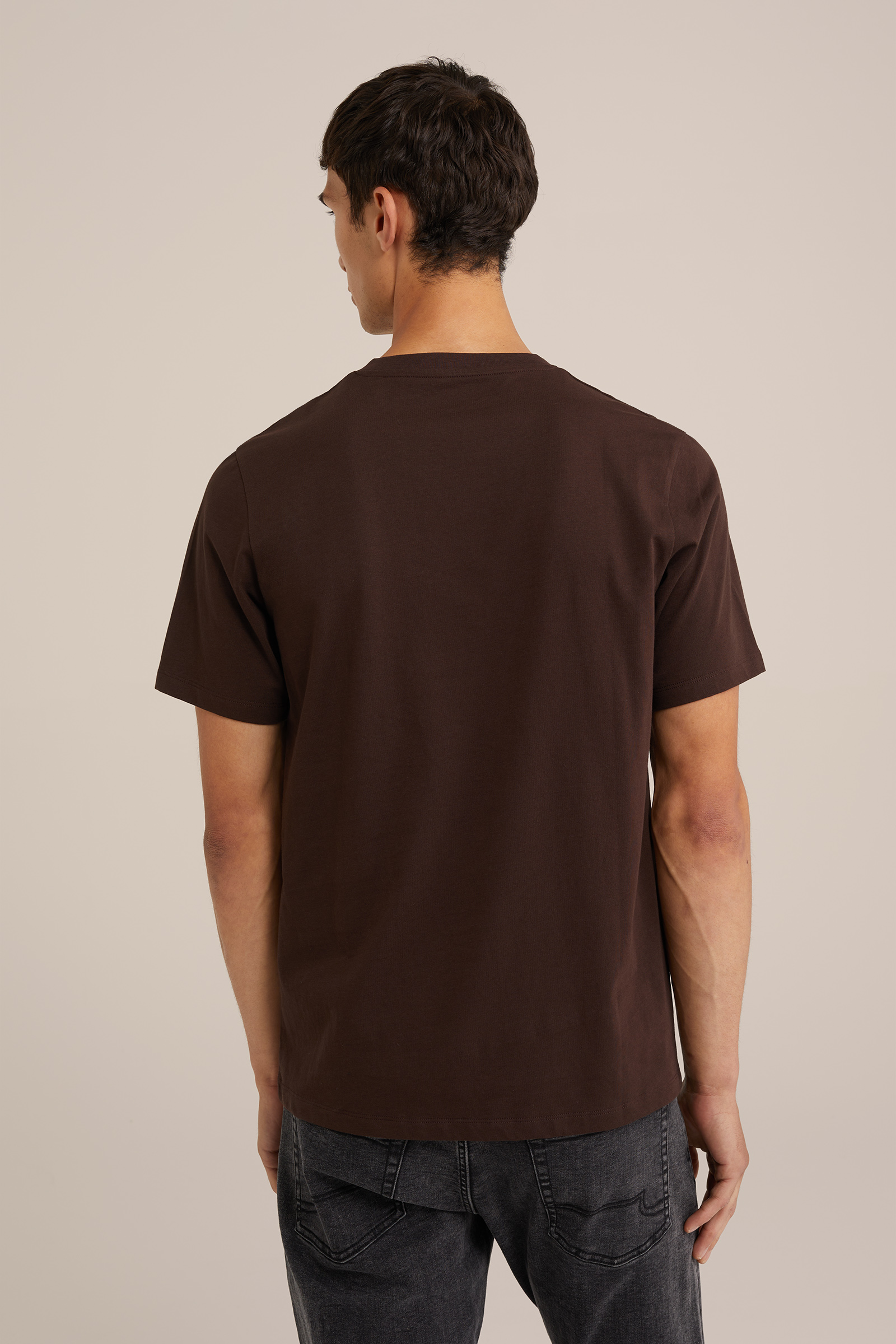 T-shirt van 100% katoen WE Fashion Donkerbruin