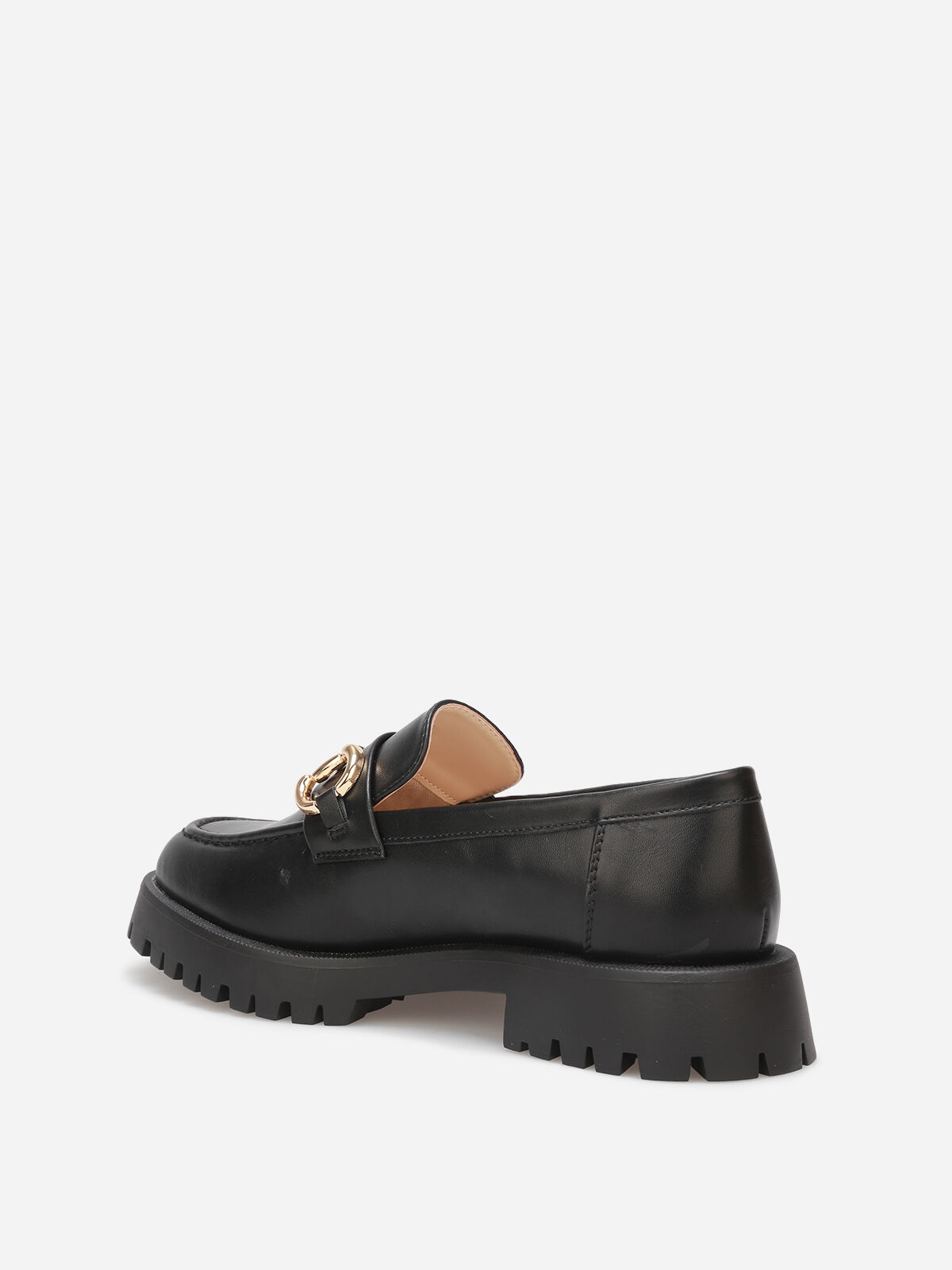 Mocassins à semelle crantée et mors doré- Noir